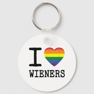 Ik hou van Weiners Een Rainbow Pride LGBTQ Gay Biu Sleutelhanger