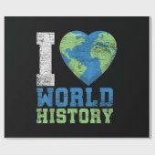 Ik hou van wereldgeschiedenis cadeaupapier (Vlak)