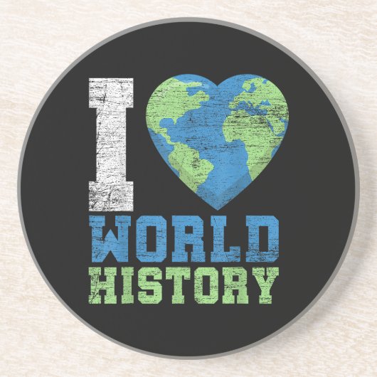 Ik hou van wereldgeschiedenis zandsteen onderzetter (Voorkant)