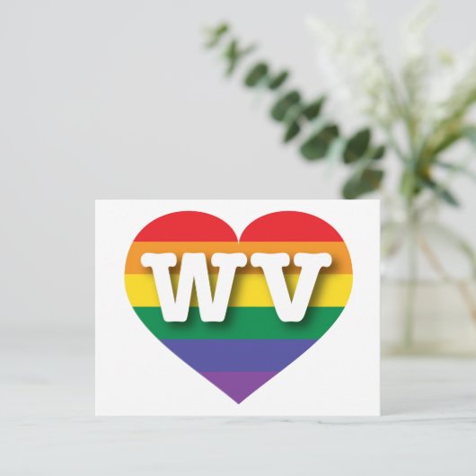 Ik hou van West Virginia Rainbow Heart Briefkaart (Staand voorkant)