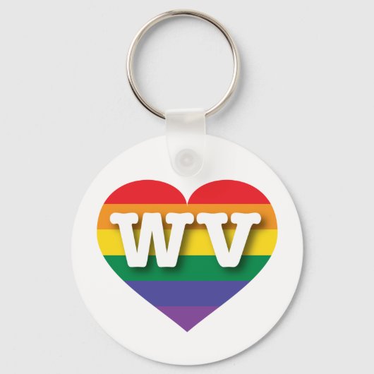 Ik hou van West Virginia Rainbow Heart Sleutelhanger (Voorkant)