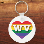 Ik hou van West Virginia Rainbow Heart Sleutelhanger (Voorkant)