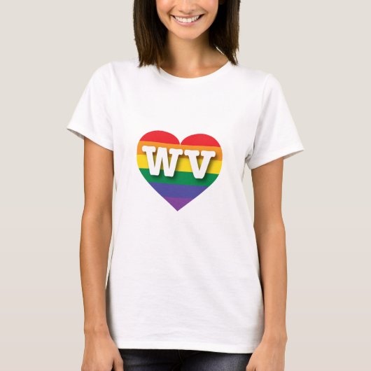 Ik hou van West Virginia Rainbow Heart T-shirt (Voorkant)