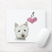 Ik hou van Westie-design voor honden Muismat (Met muis)