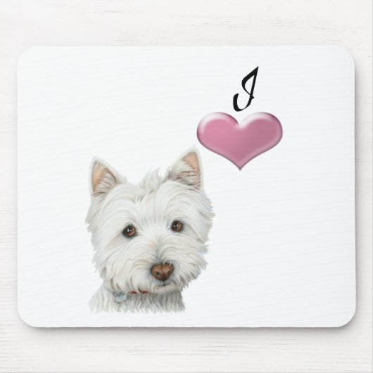 Ik hou van Westie-design voor honden Muismat (Voorkant)