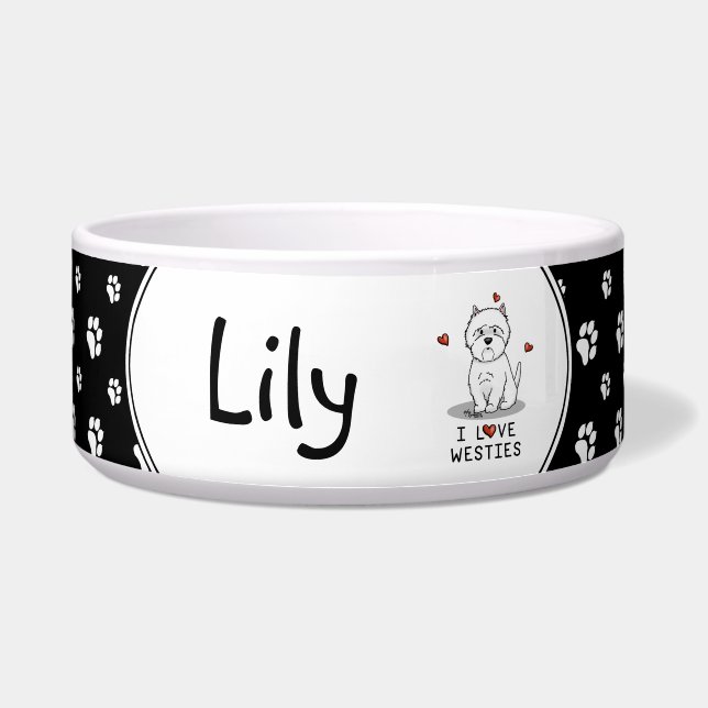 Ik hou van Westies - West Highland White Terriers Voerbakje (Voorkant)