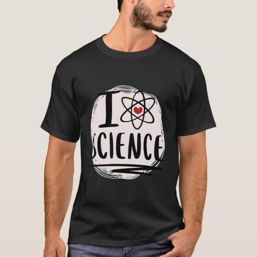 Ik hou van wetenschap Atom Symbool Onderwijs Hij T-shirt (Voorkant)