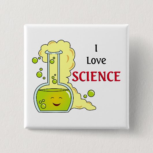 Ik hou van wetenschap Chemie kolf Vierkante Button 5,1 Cm (Voorkant)