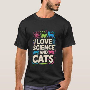 Ik hou van wetenschap en katten leuk ontwerp t-shirt