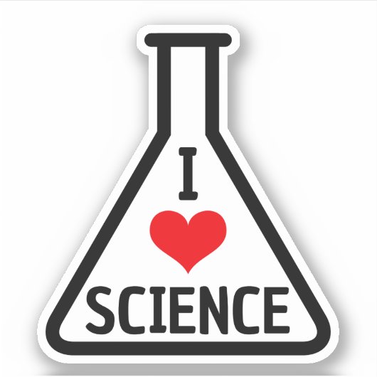 Ik hou van wetenschap Erlenmeyer Sticker (Voorkant)