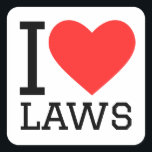 Ik hou van wetten vierkante sticker<br><div class="desc">Ik hou van wetten,  voor studentliefhebbers</div>
