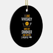Ik hou van Whiskey My Smoker 3 People Funny BBQ Keramisch Ornament (Rechts)