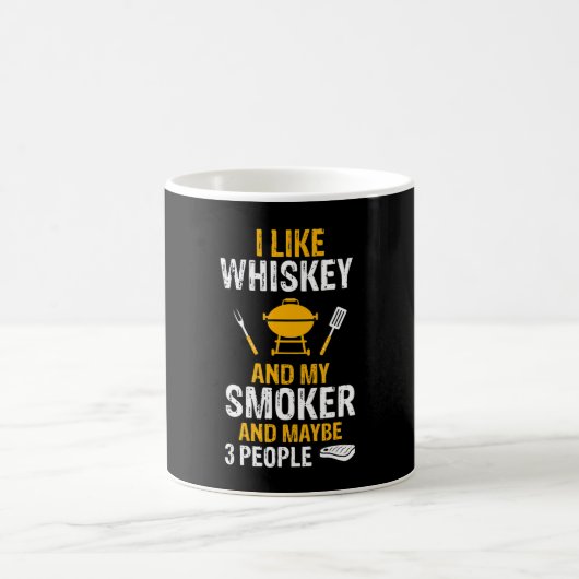 Ik hou van Whiskey My Smoker 3 People Funny BBQ Koffiemok (Center)
