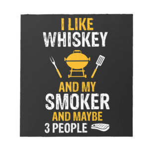 Ik hou van Whiskey My Smoker 3 People Funny BBQ Notitieblok