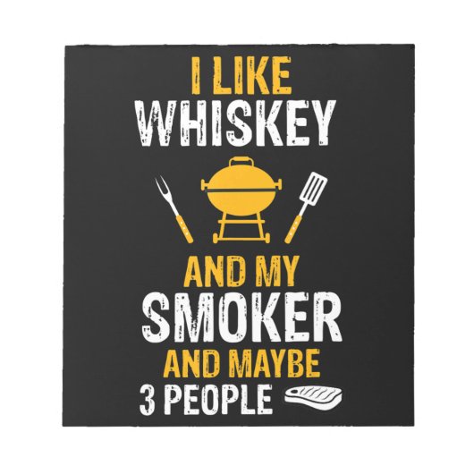 Ik hou van Whiskey My Smoker 3 People Funny BBQ Notitieblok (Voorkant)