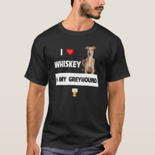 Ik hou van whisky en mijn Greyhound mama papa Dog T-shirt