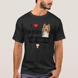 Ik hou van whisky en mijn Sheltie mama papa Shetla T-shirt