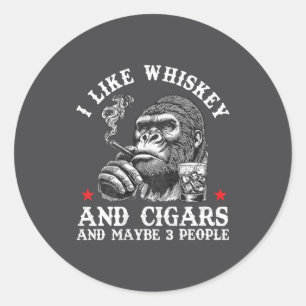 Ik Hou Van Whisky En Sigaren En Misschien 3 Mensen Ronde Sticker