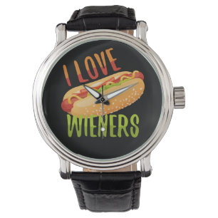Ik hou van Wieners Grilling Hotdog Camping Funny Horloge