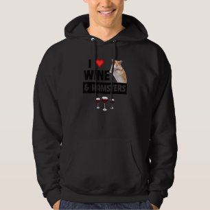 Ik hou van wijn en hamsters kooi wiel drinkend Ani Hoodie