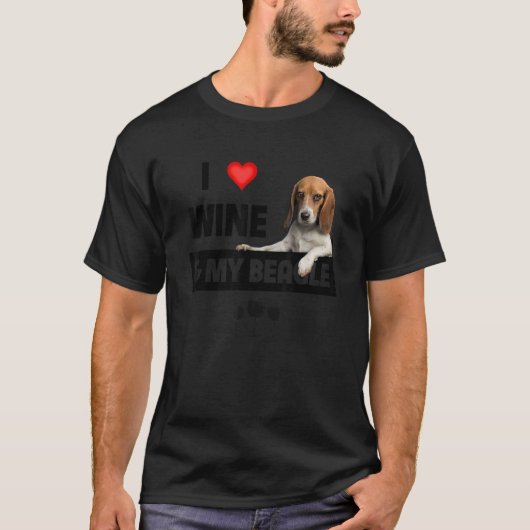 Ik hou van wijn en mijn Beagle Moeder Pap Jachthon T-shirt (Voorkant)