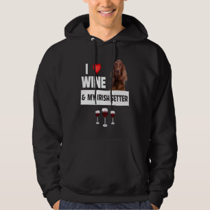 Ik hou van wijn en mijn Ierse Setter Dog mama papa Hoodie