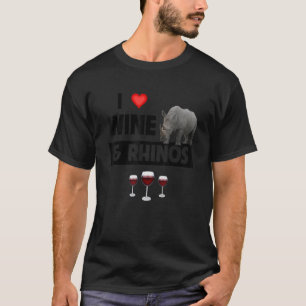 Ik hou van wijn en neushoorns Drink neushoorn Safa T-shirt