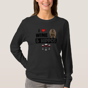 Ik hou van wijn en nijlpaarden die op een wilde sa t-shirt