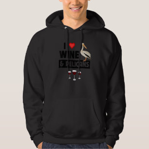 Ik hou van wijn en pelikanen die in aquatische oce hoodie
