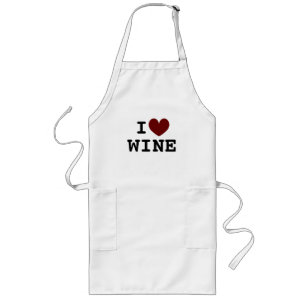 Ik hou van wijn lange witte keuken schort voor pro