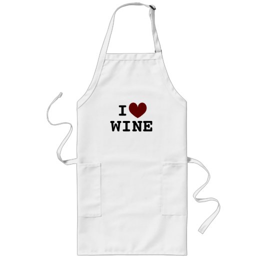 Ik hou van wijn lange witte keuken schort voor pro (Voorkant)