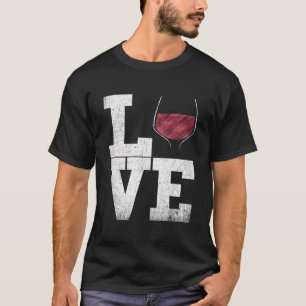 Ik hou van wijn rode wijn glas hart - wijn drinker t-shirt