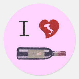 Ik hou van wijn ronde sticker