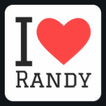 Ik hou van willekeur vierkante sticker<br><div class="desc">Ik hou van willekeur,  voor mannen noemen liefhebbers</div>