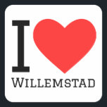 Ik hou van Willemstad Vierkante Sticker<br><div class="desc">Ik hou van Willemstad,  voor Caribische liefhebbers</div>