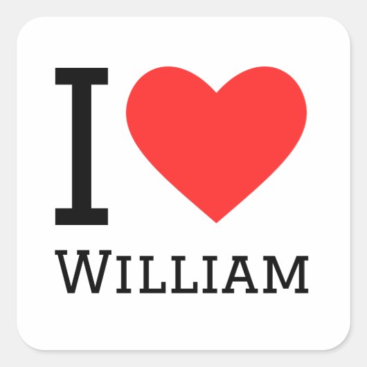Ik hou van william vierkante sticker (Voorkant)