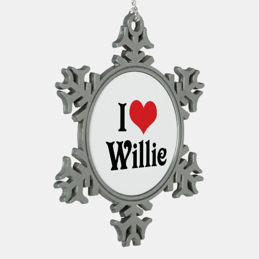 Ik hou van Willie Tin Sneeuwvlok Ornament (Links)