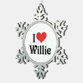 Ik hou van Willie Tin Sneeuwvlok Ornament (Rechts)