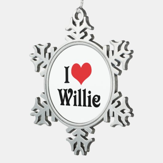 Ik hou van Willie Tin Sneeuwvlok Ornament (Rechts)