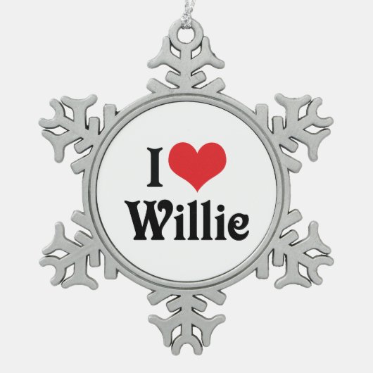 Ik hou van Willie Tin Sneeuwvlok Ornament (Voorkant)