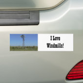 Ik hou van windmolens! bumpersticker (Op auto)
