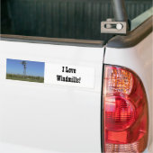 Ik hou van windmolens! bumpersticker (Op Truck)