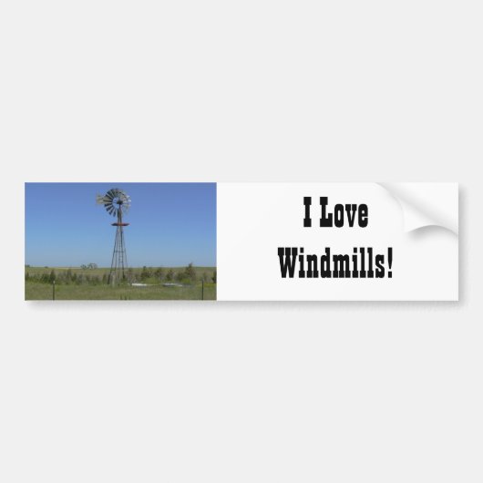 Ik hou van windmolens! bumpersticker (Voorkant)
