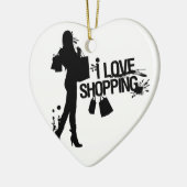 Ik hou van winkelen keramisch ornament (Links)