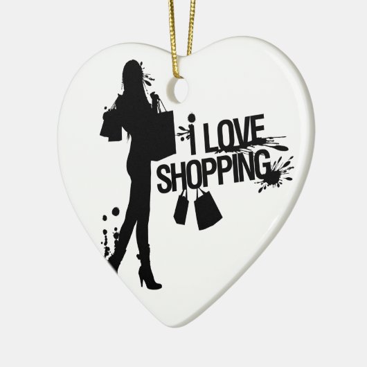 Ik hou van winkelen keramisch ornament (Links)