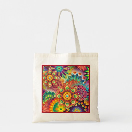 Ik hou van winkelen kleurrijke Abstracte bloemmoti Tote Bag (Achterkant)