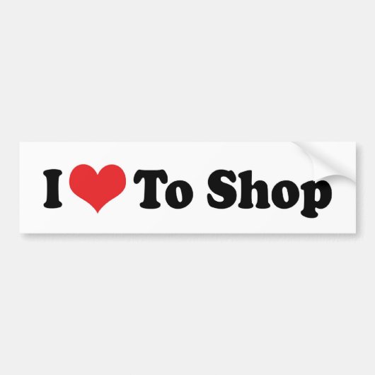 Ik hou van winkelen met Hart - Winkel liefhebber Bumpersticker (Voorkant)