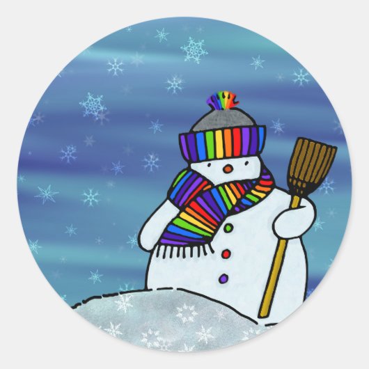 Ik hou van winter! ronde sticker (Voorkant)