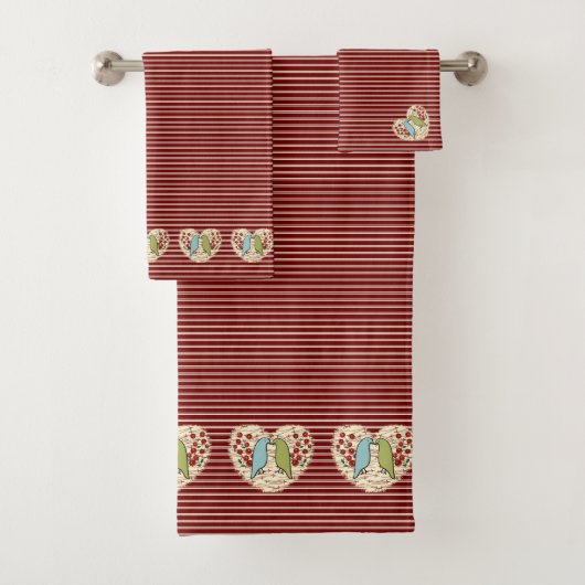 Ik hou van winter vogels en bessen bad handdoek (Insitu)