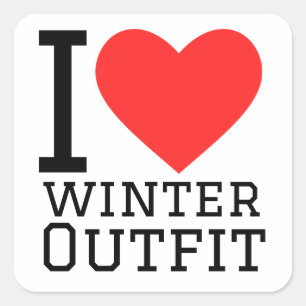 Ik hou van winterkleding vierkante sticker